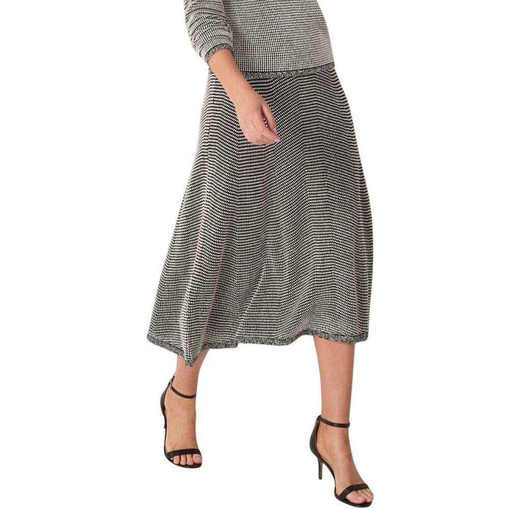 NIC+ZOE Pixel Knit Sweater Neutral Black White Midi Skirt Size XL